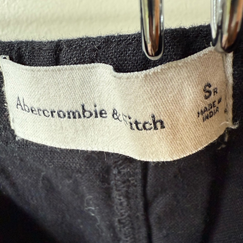 ABERCROMBIE & FITCH Black Wide Leg Linen Cotton Pull On Pants‎ Comfy Neutral S - Picture 3 of 5
